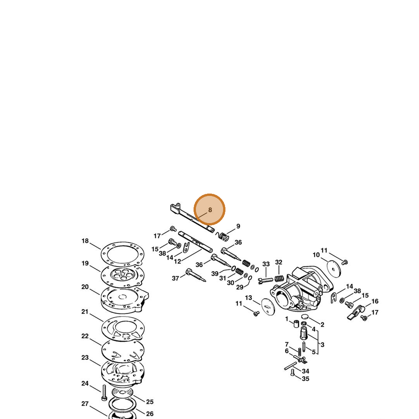 STIHL part 1108-120-7100 — IPL diagram snippet (6x zoom, amber highlight)