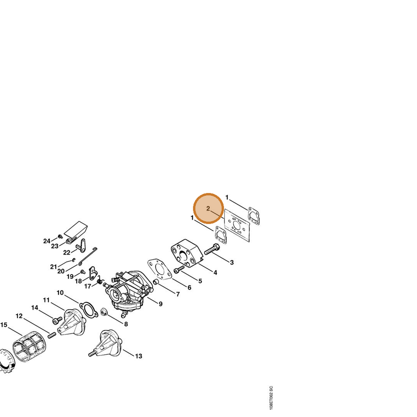STIHL part 1108-121-2200 — IPL diagram snippet (6x zoom, amber highlight)