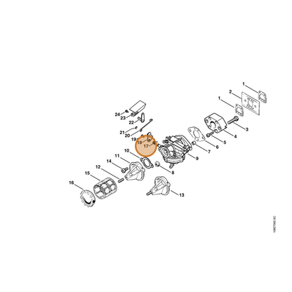 STIHL part 1108-122-3201 — IPL diagram snippet (6x zoom, amber highlight)
