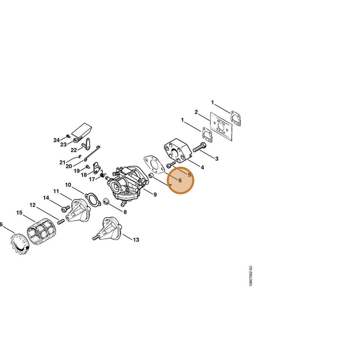 STIHL part 1108-129-1102 — IPL diagram snippet (6x zoom, amber highlight)