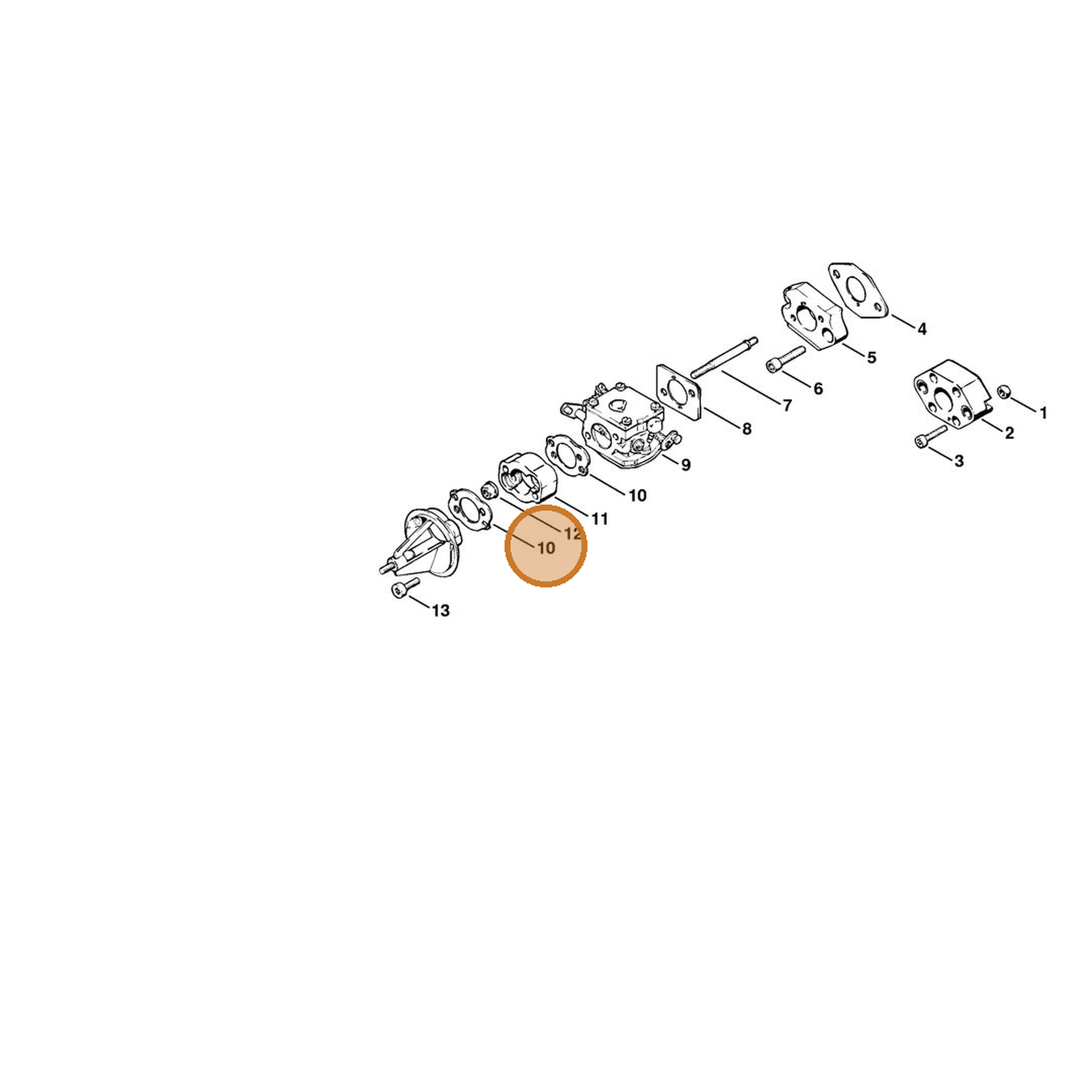 STIHL part 1108-129-1112 — IPL diagram snippet (6x zoom, amber highlight)