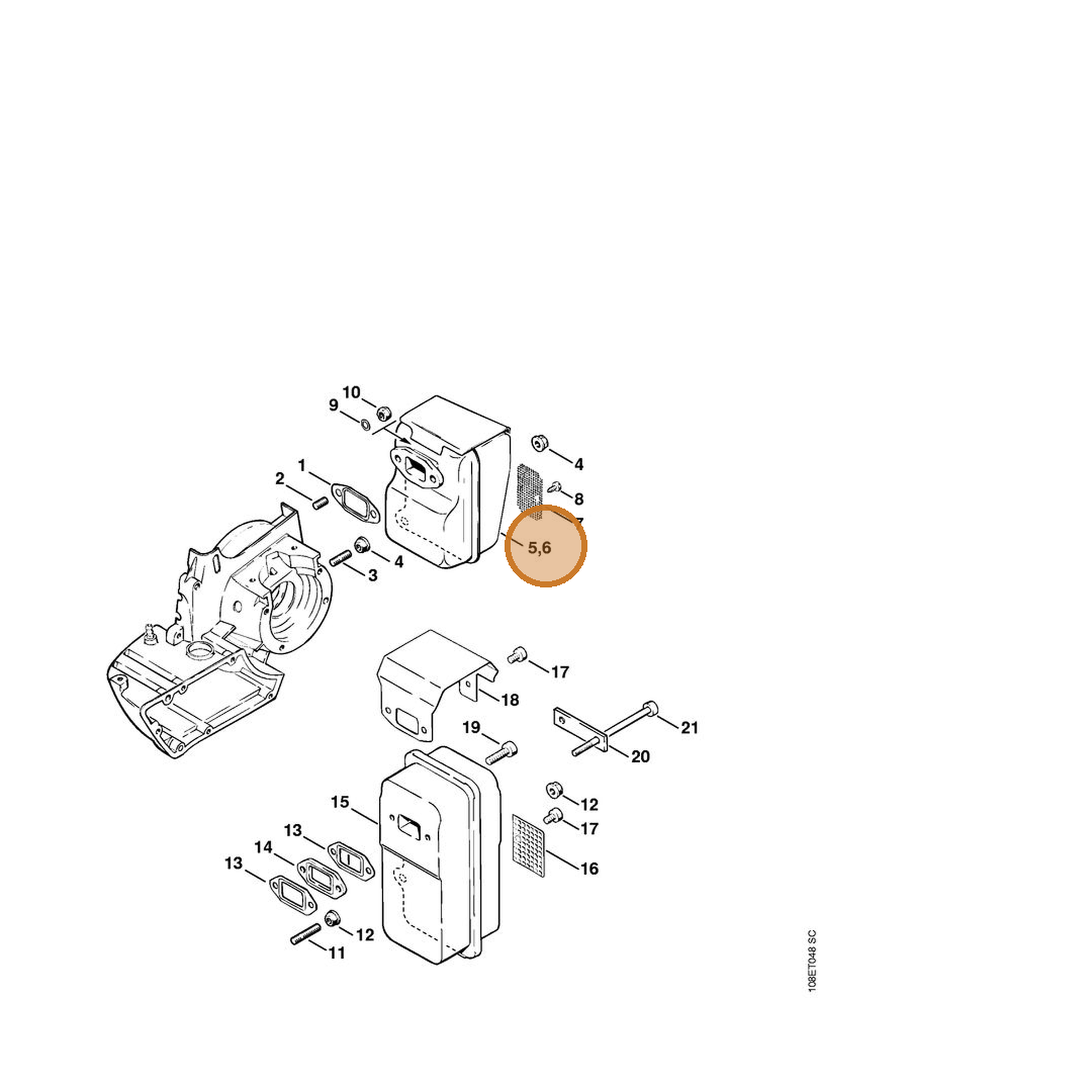STIHL part 1108-140-0602 — IPL diagram snippet (6x zoom, amber highlight)