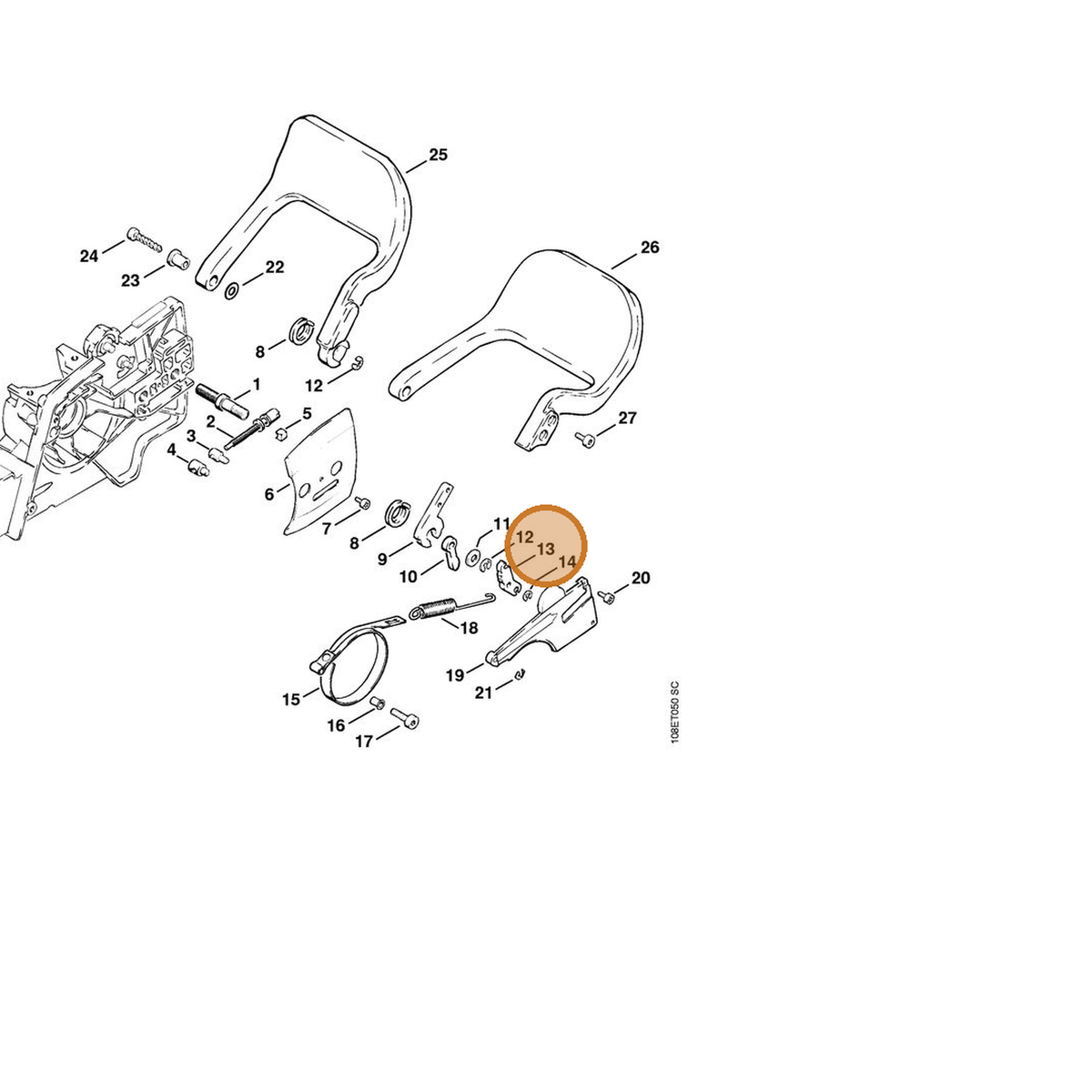 STIHL part 1108-162-5005 — IPL diagram snippet (6x zoom, amber highlight)