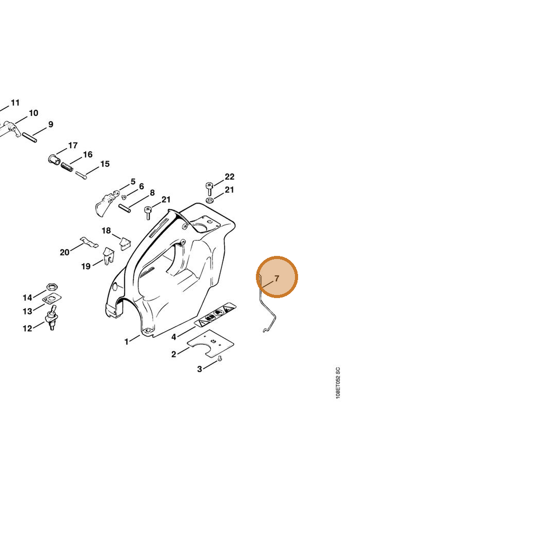 STIHL part 1108-182-1500 — IPL diagram snippet (6x zoom, amber highlight)