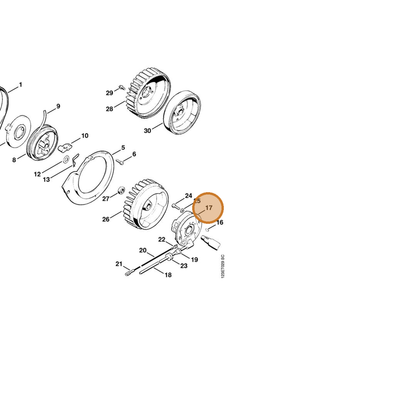 STIHL part 1108-400-0800 — IPL diagram snippet (6x zoom, amber highlight)