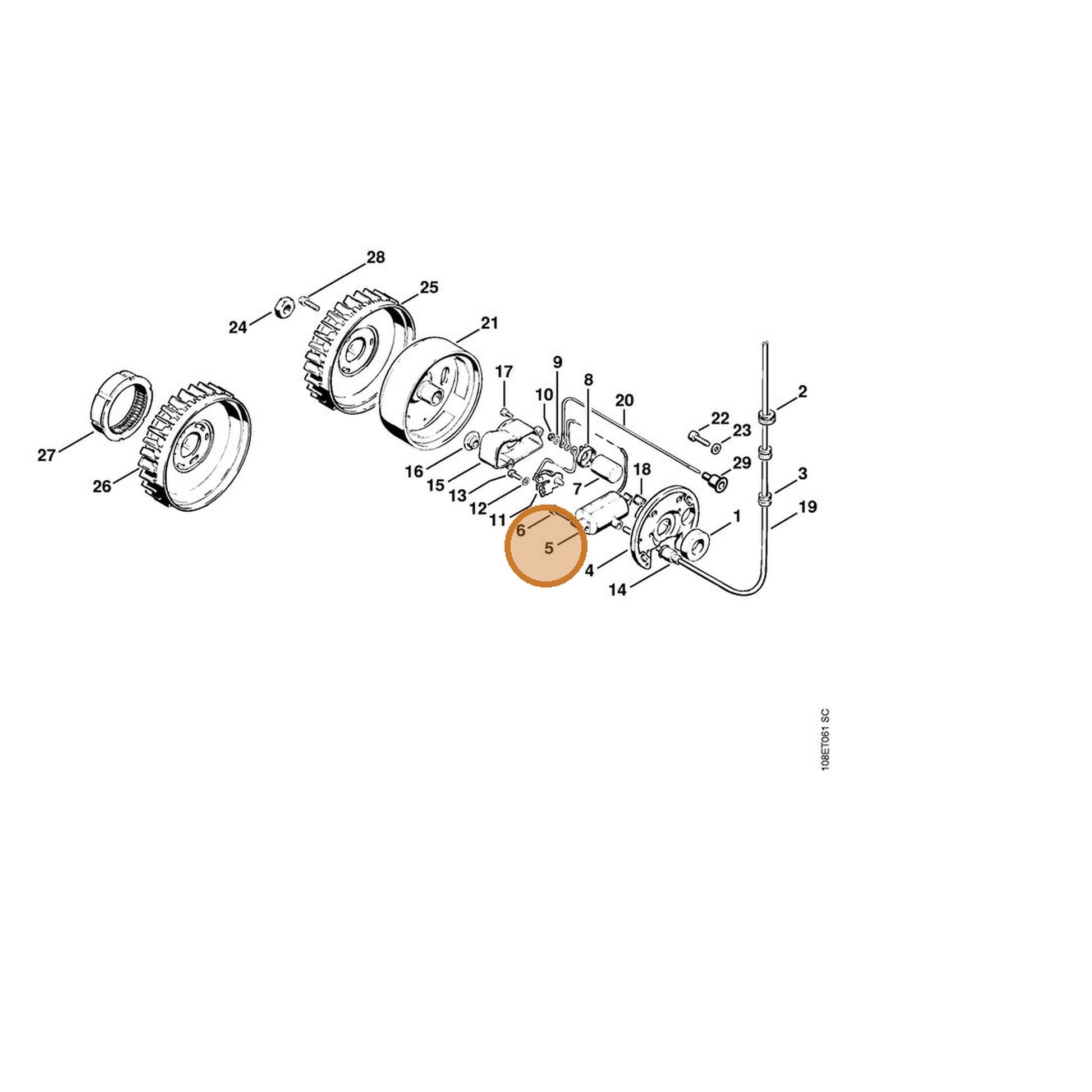 STIHL part 1108-404-3200 — IPL diagram snippet (6x zoom, amber highlight)