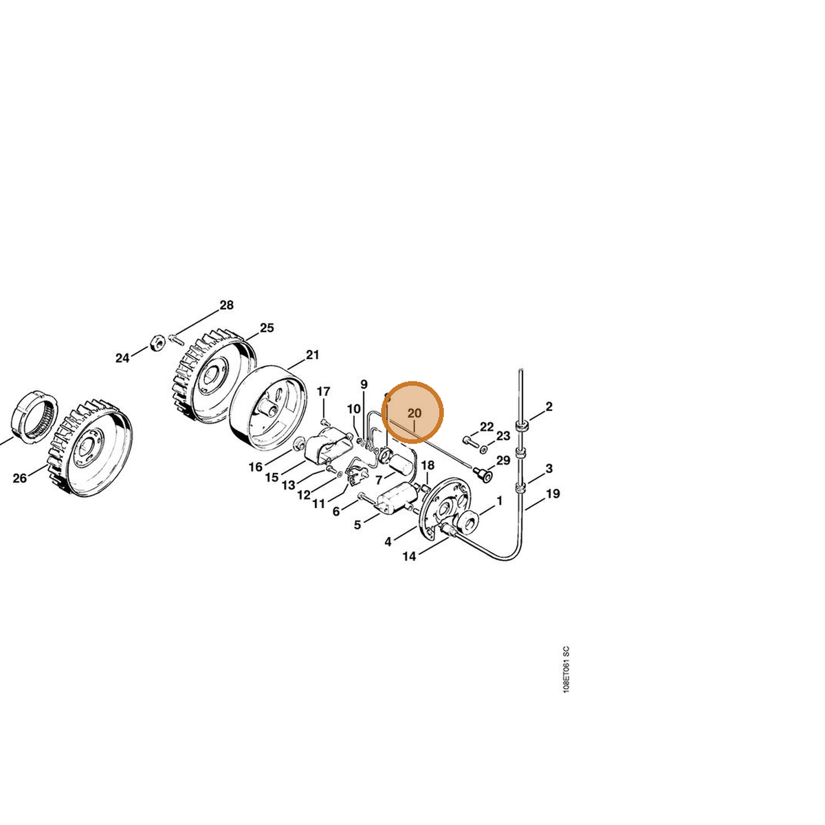 STIHL part 1108-440-1101 — IPL diagram snippet (6x zoom, amber highlight)