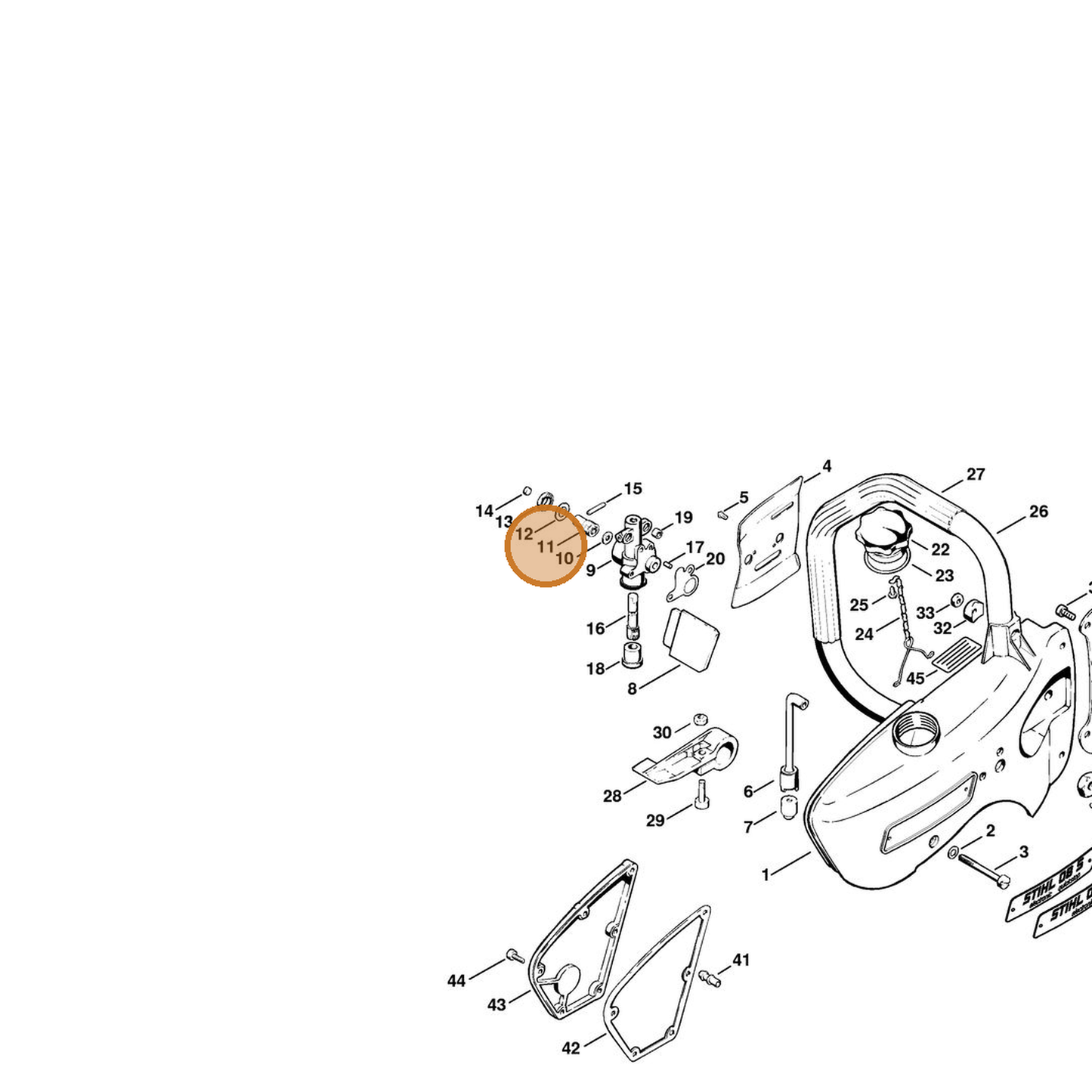 STIHL part 1108-647-2000 — IPL diagram snippet (6x zoom, amber highlight)