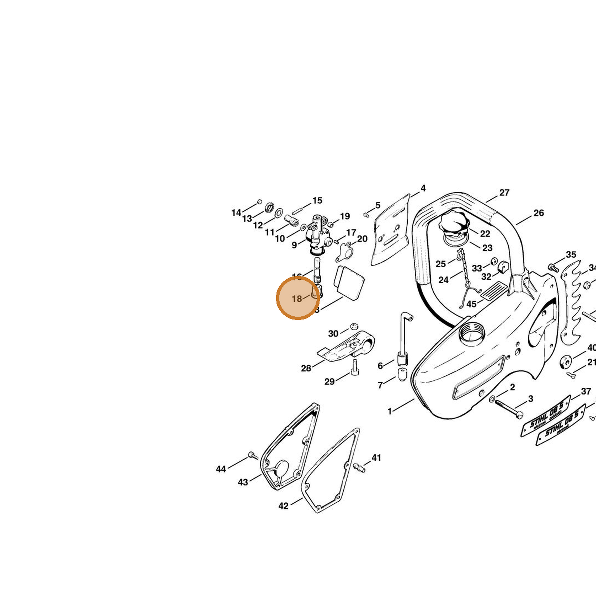 STIHL part 1108-647-7000 — IPL diagram snippet (6x zoom, amber highlight)