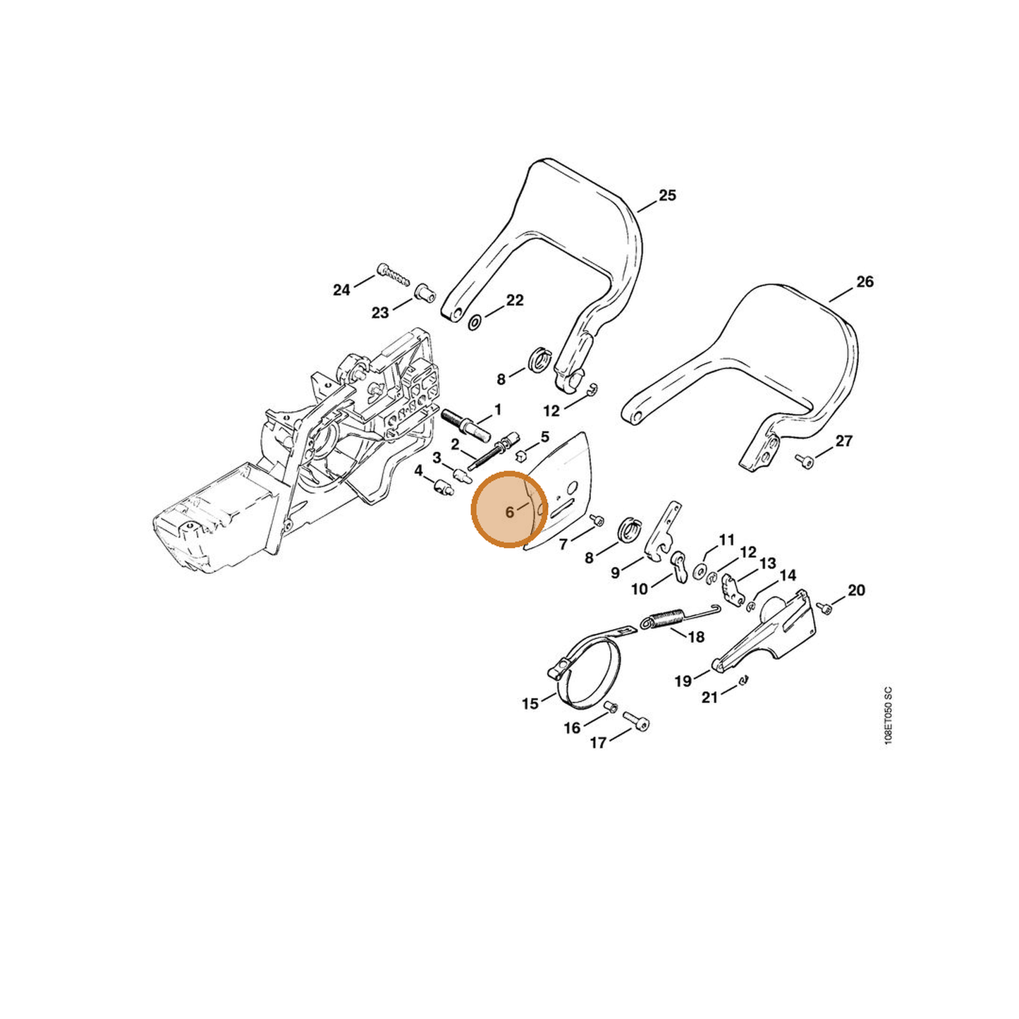 STIHL part 1108-664-1000 — IPL diagram snippet (6x zoom, amber highlight)