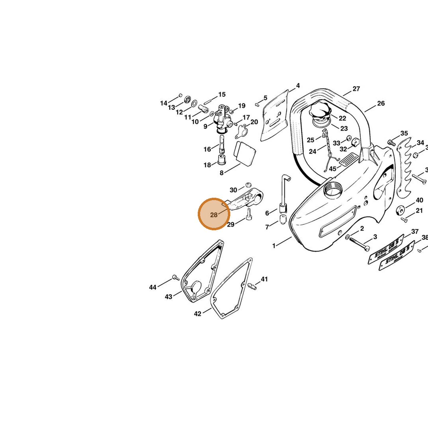 STIHL part 1108-790-3200 — IPL diagram snippet (6x zoom, amber highlight)