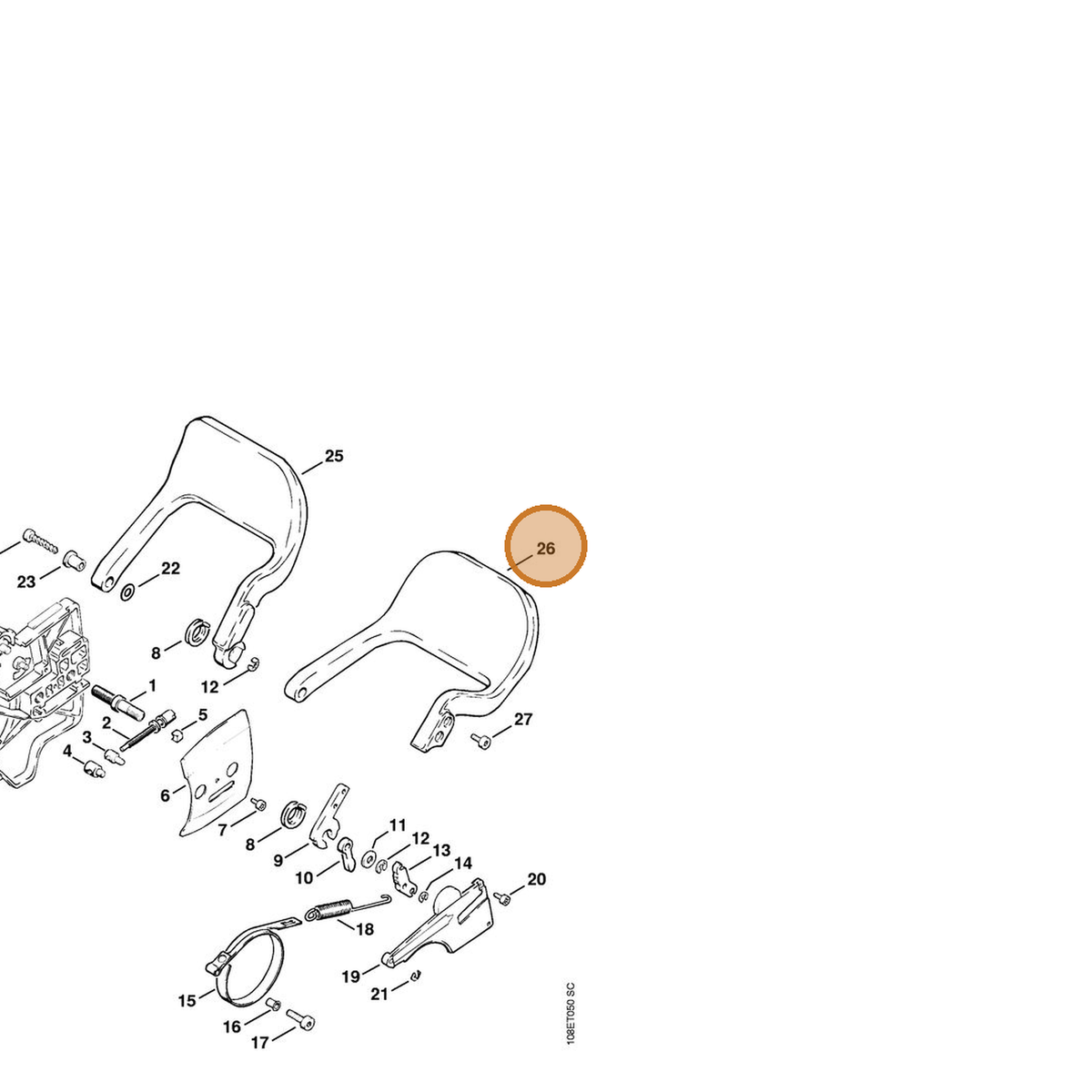 STIHL part 1108-792-9105 — IPL diagram snippet (6x zoom, amber highlight)