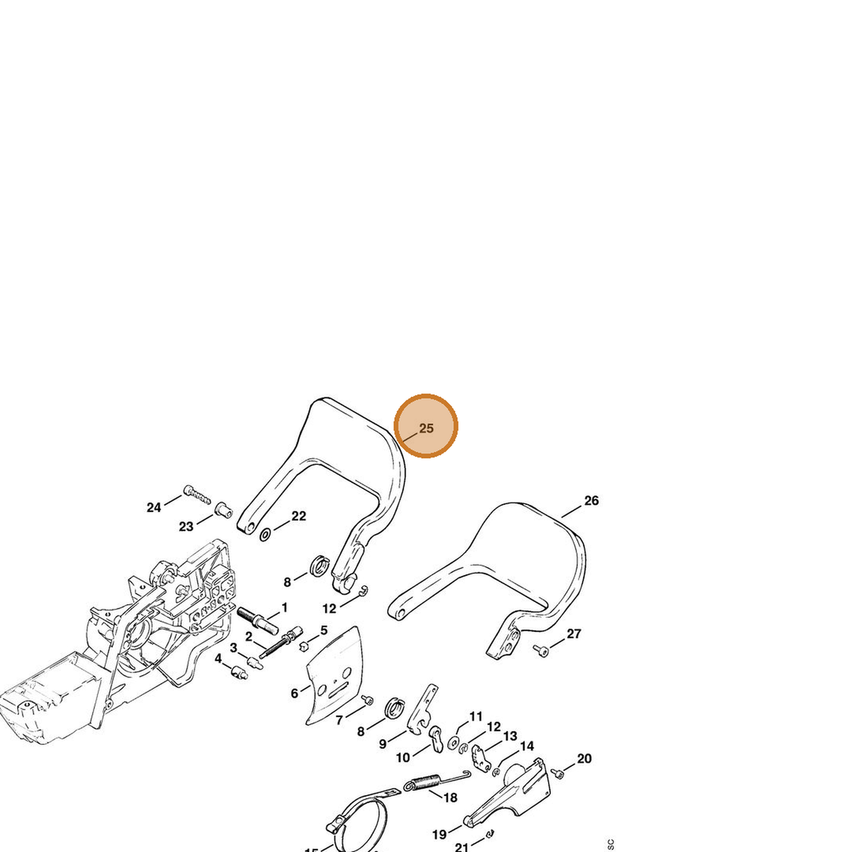 STIHL part 1108-792-9106 — IPL diagram snippet (6x zoom, amber highlight)