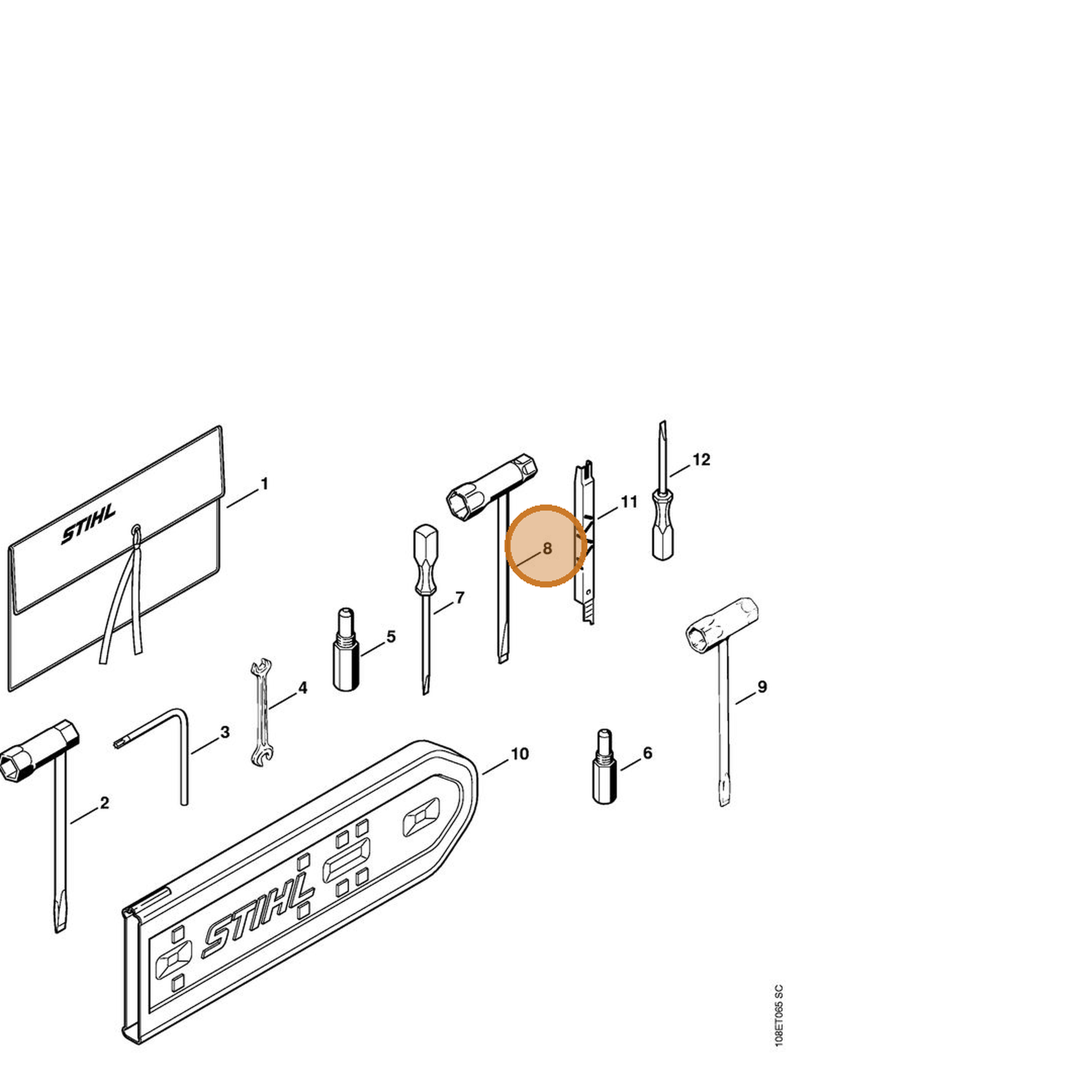 STIHL part 1108-890-3400 — IPL diagram snippet (6x zoom, amber highlight)