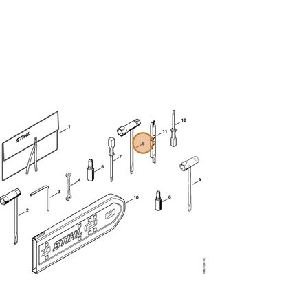 STIHL part 1108-890-3400 — IPL diagram snippet (6x zoom, amber highlight)