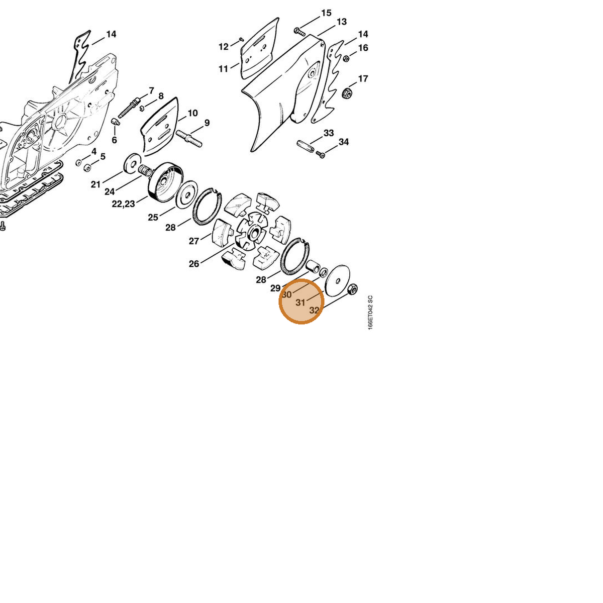 STIHL part 1109-162-8900 — IPL diagram snippet (6x zoom, amber highlight)