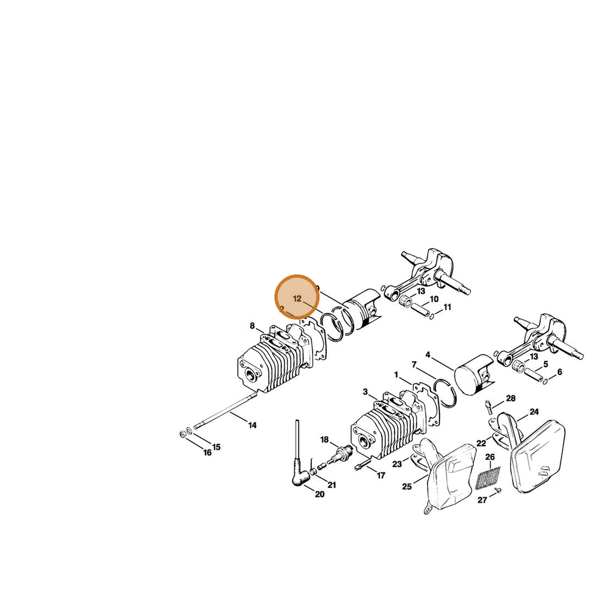 STIHL part 1110-034-3003 — IPL diagram snippet (6x zoom, amber highlight)