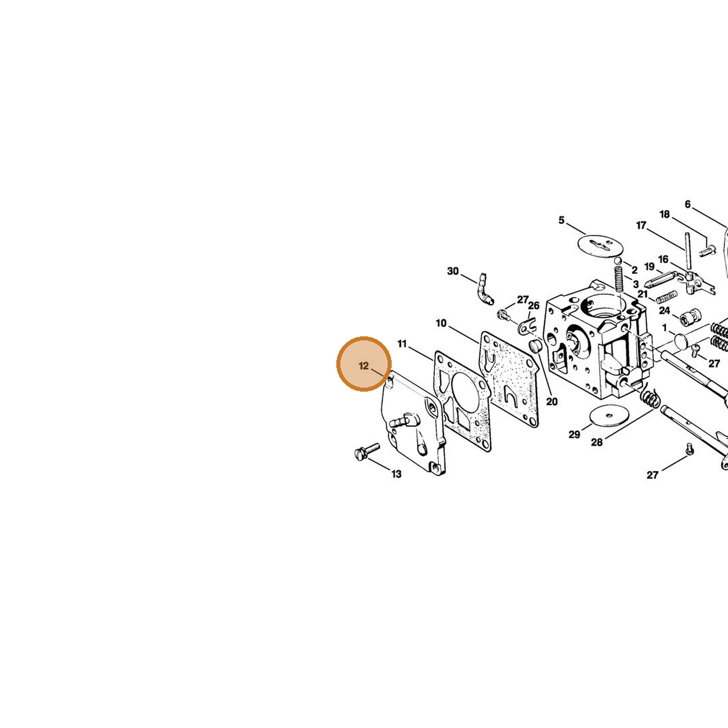 STIHL part 1110-121-0815 — IPL diagram snippet (6x zoom, amber highlight)