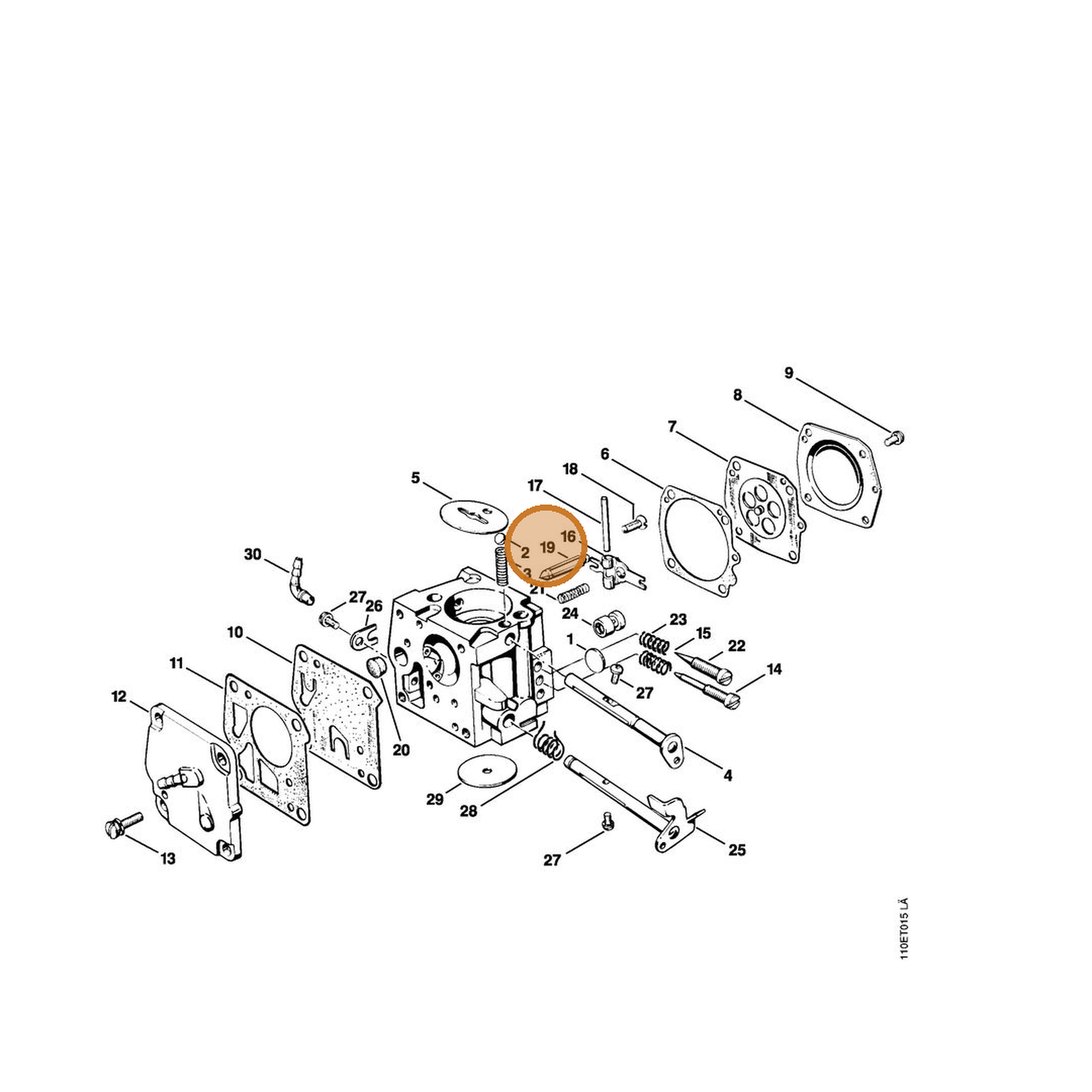 STIHL part 1110-121-5100 — IPL diagram snippet (6x zoom, amber highlight)
