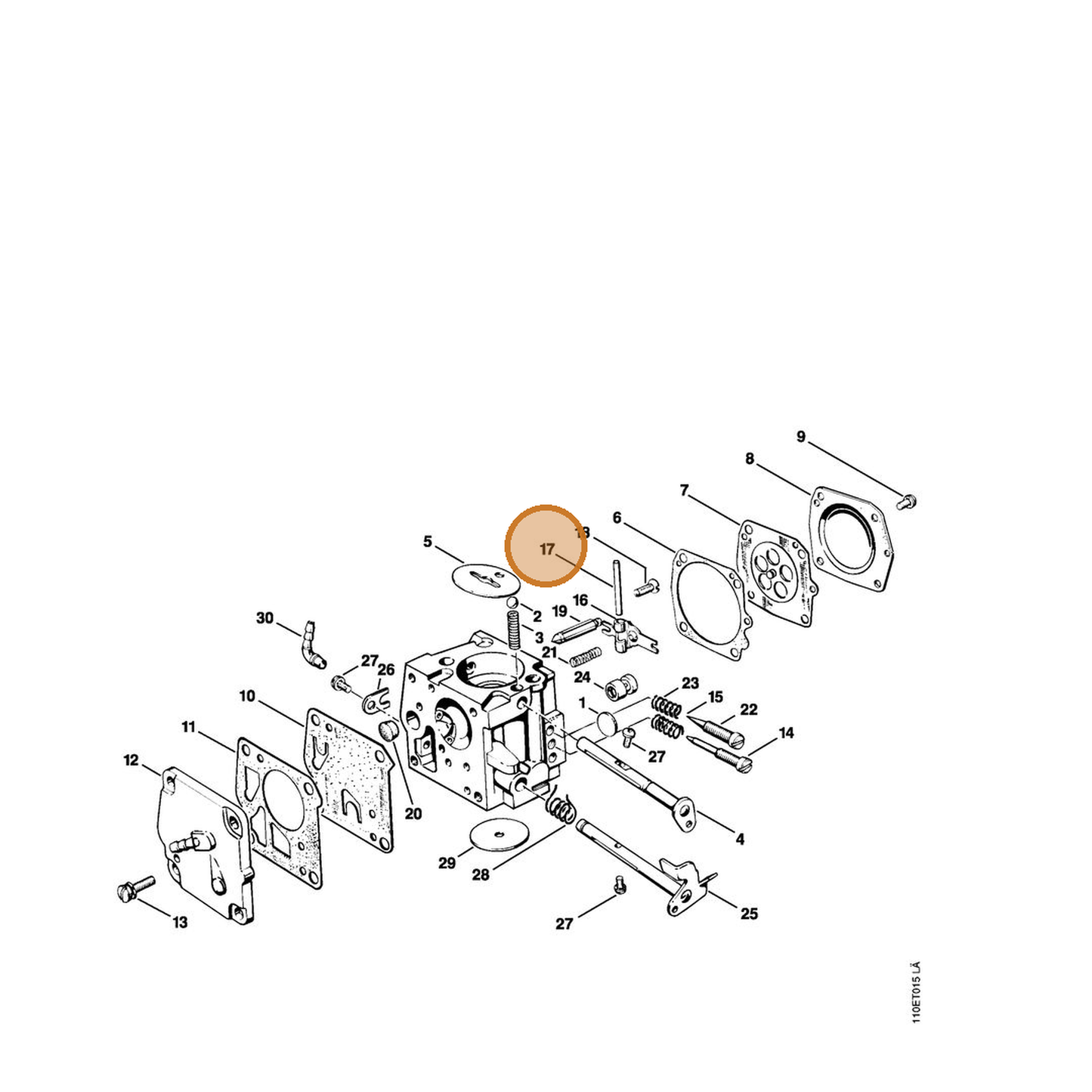 STIHL part 1110-121-9200 — IPL diagram snippet (6x zoom, amber highlight)