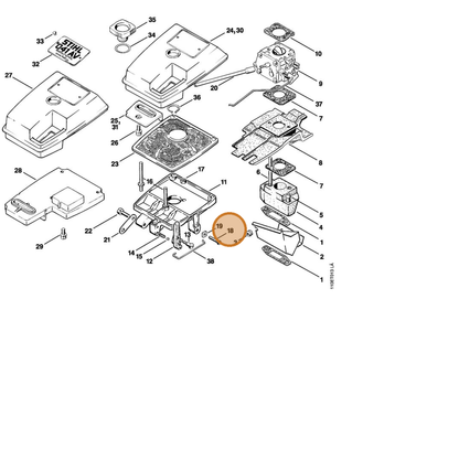 STIHL part 1110-122-6201 — IPL diagram snippet (6x zoom, amber highlight)