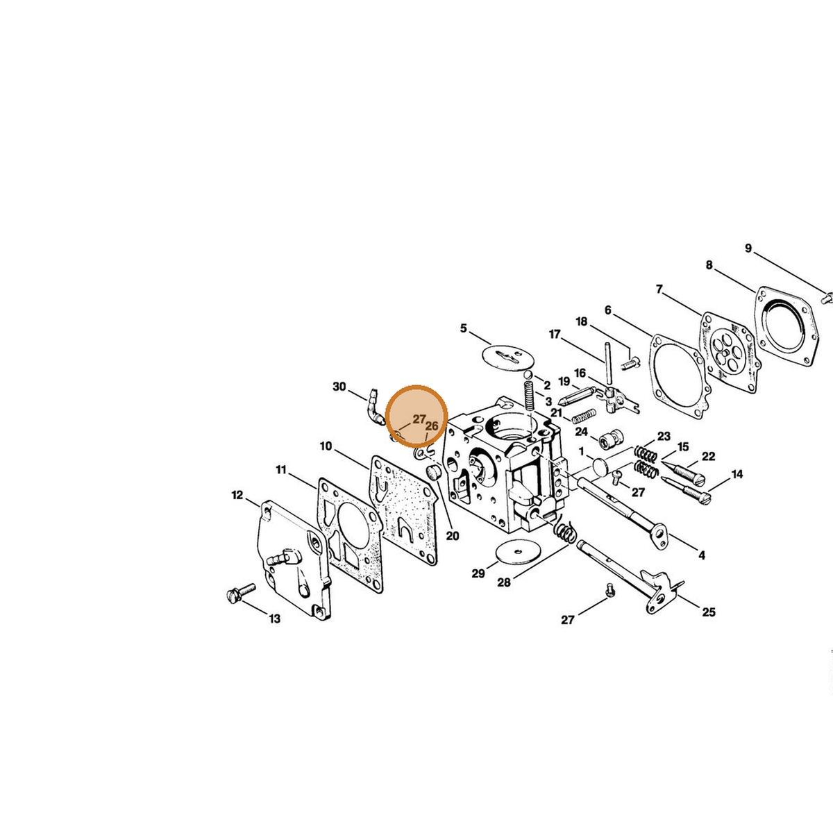 STIHL part 1110-122-7400 — IPL diagram snippet (6x zoom, amber highlight)