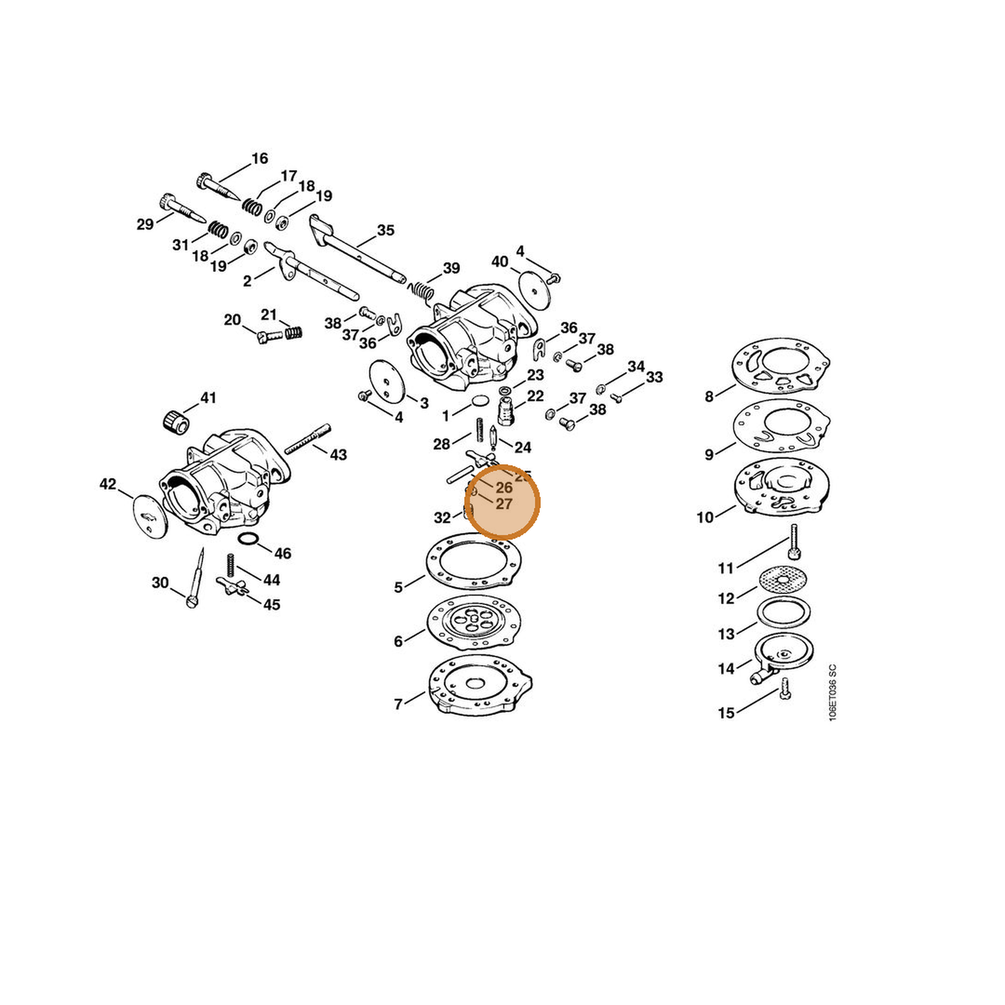 STIHL part 1110-122-7800 — IPL diagram snippet (6x zoom, amber highlight)