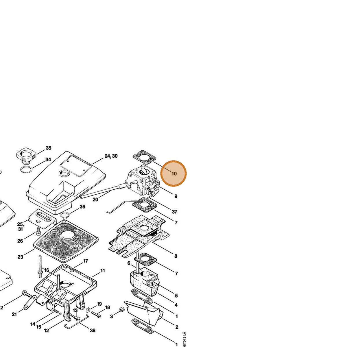 STIHL part 1110-149-1200 — IPL diagram snippet (6x zoom, amber highlight)