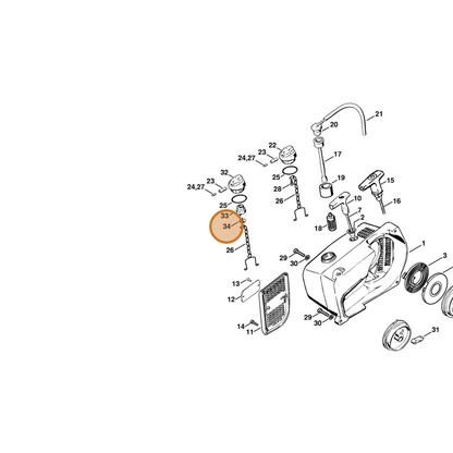 STIHL part 1110-353-1600 — IPL diagram snippet (6x zoom, amber highlight)