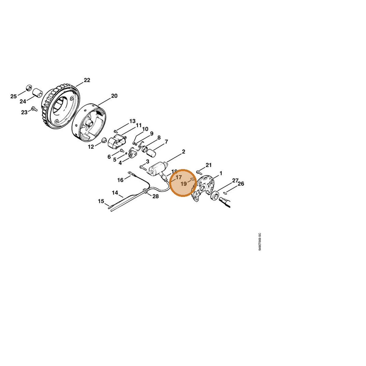 STIHL part 1110-404-4200 — IPL diagram snippet (6x zoom, amber highlight)