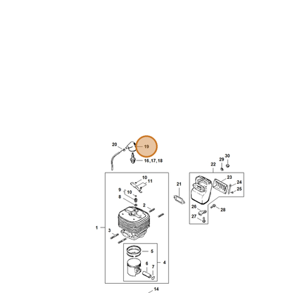 STIHL part 1110-405-1000 — IPL diagram snippet (6x zoom, amber highlight)