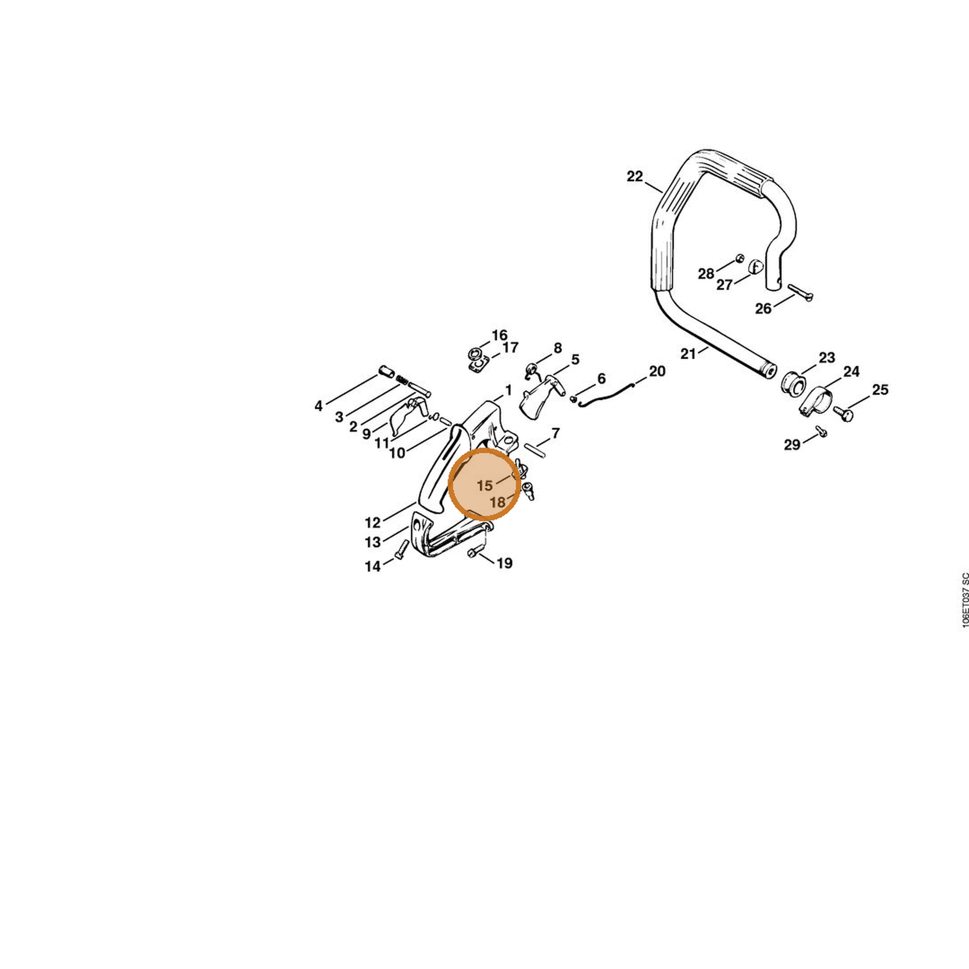 STIHL part 1110-430-0202 — IPL diagram snippet (6x zoom, amber highlight)
