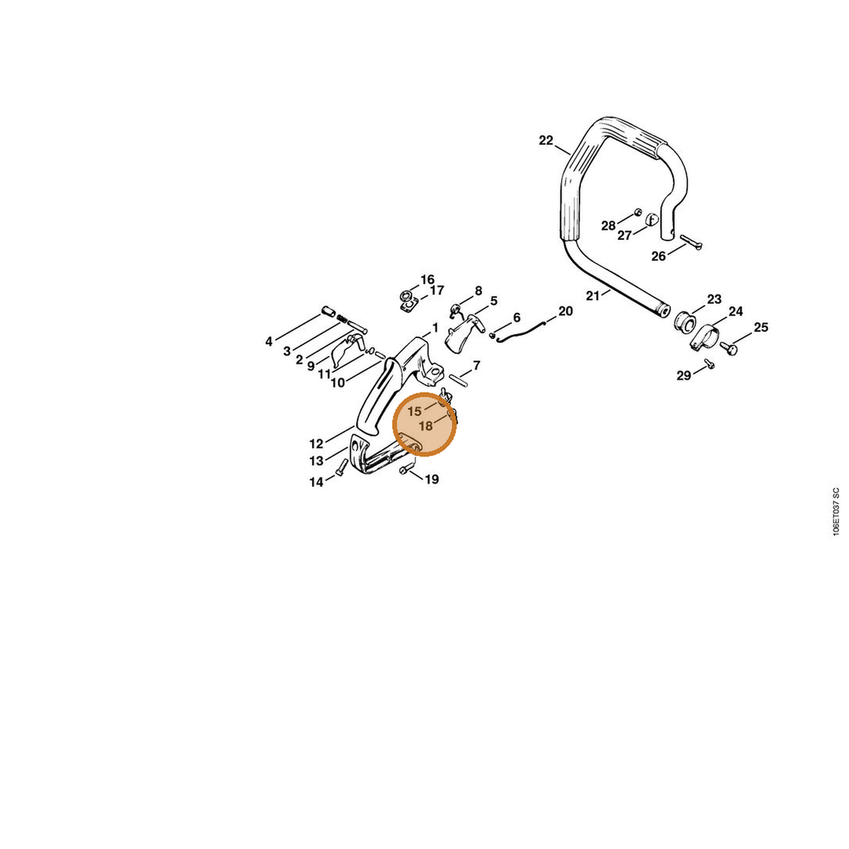 STIHL part 1110-432-9200 — IPL diagram snippet (6x zoom, amber highlight)