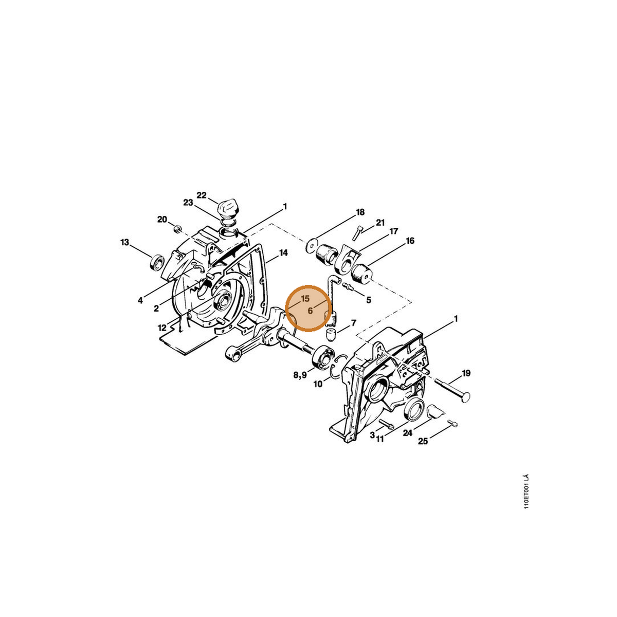 STIHL part 1110-647-9400 — IPL diagram snippet (6x zoom, amber highlight)