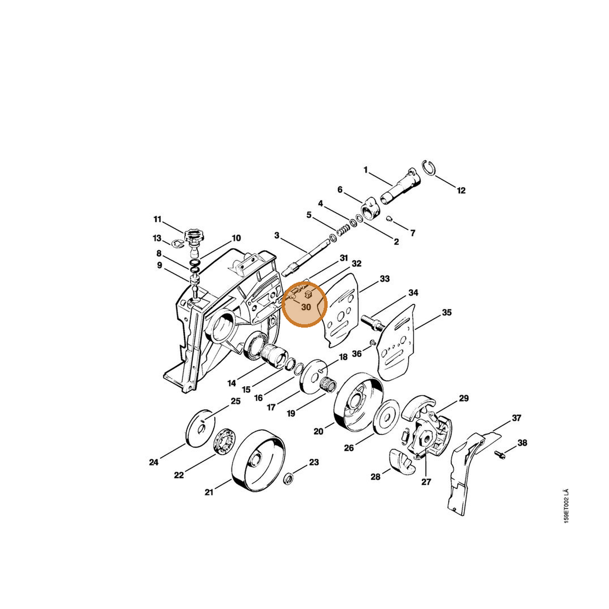 STIHL part 1110-664-1500 — IPL diagram snippet (6x zoom, amber highlight)