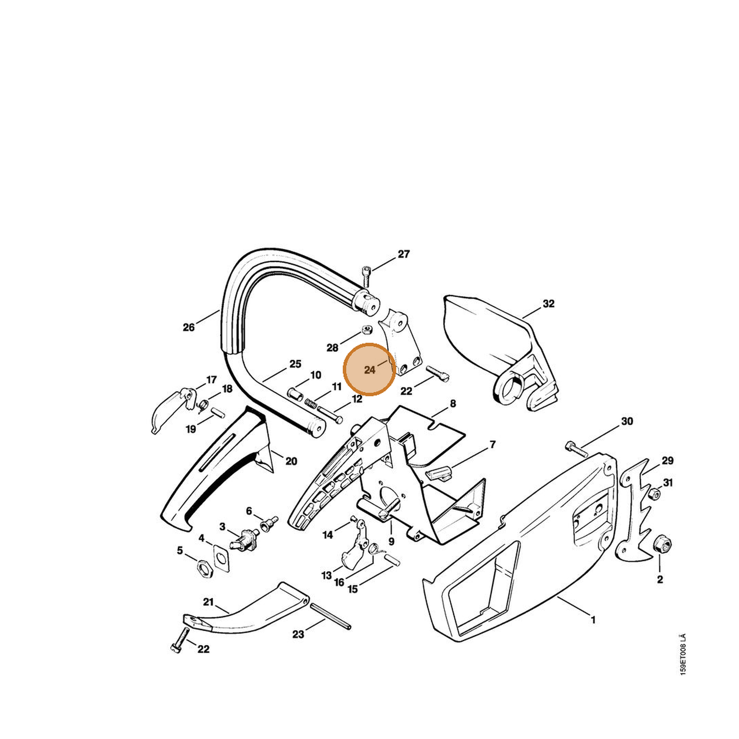 STIHL part 1110-791-1901 — IPL diagram snippet (6x zoom, amber highlight)