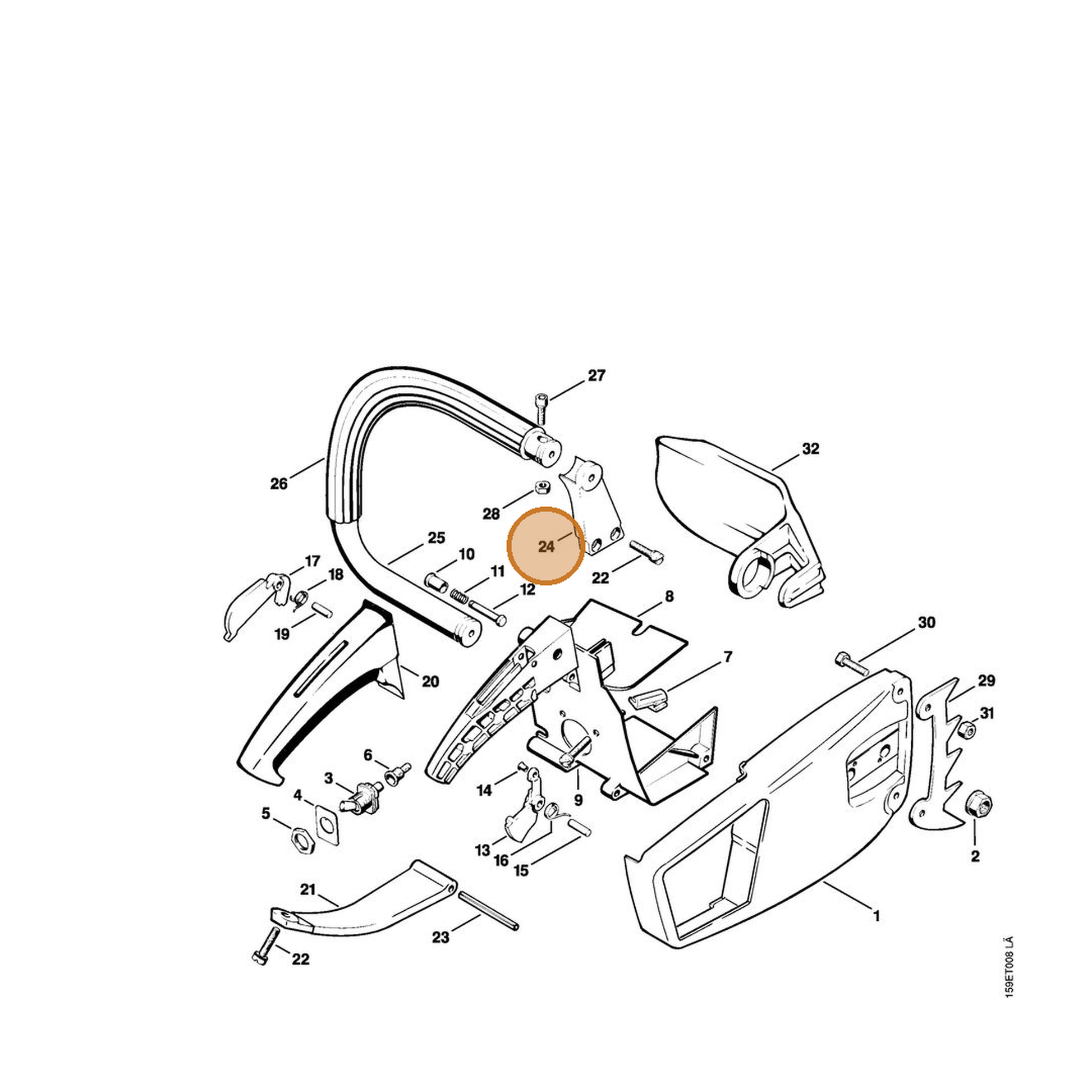 STIHL part 1110-791-1901 — IPL diagram snippet (6x zoom, amber highlight)