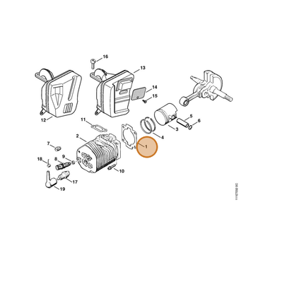 STIHL part 1111-029-2300 — IPL diagram snippet (6x zoom, amber highlight)