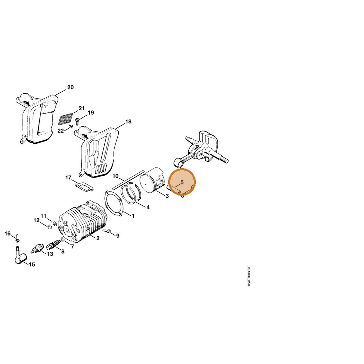 STIHL part 1111-034-1500 — IPL diagram snippet (6x zoom, amber highlight)