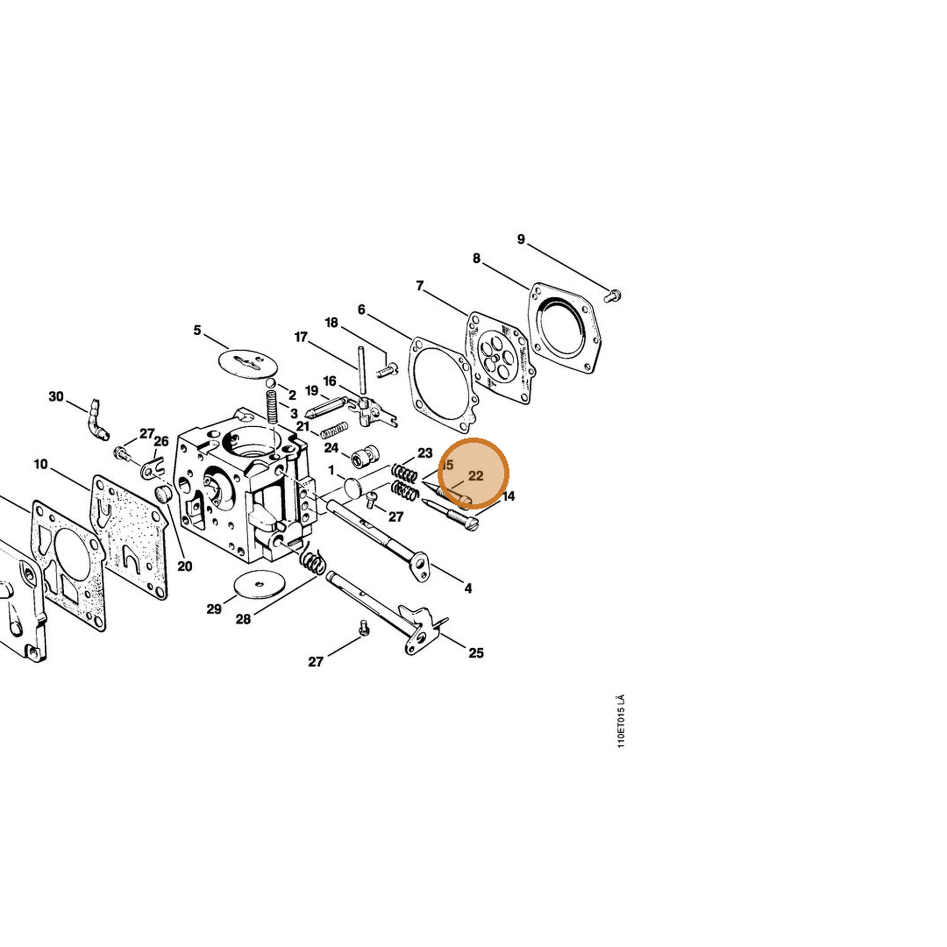STIHL part 1111-122-6700 — IPL diagram snippet (6x zoom, amber highlight)