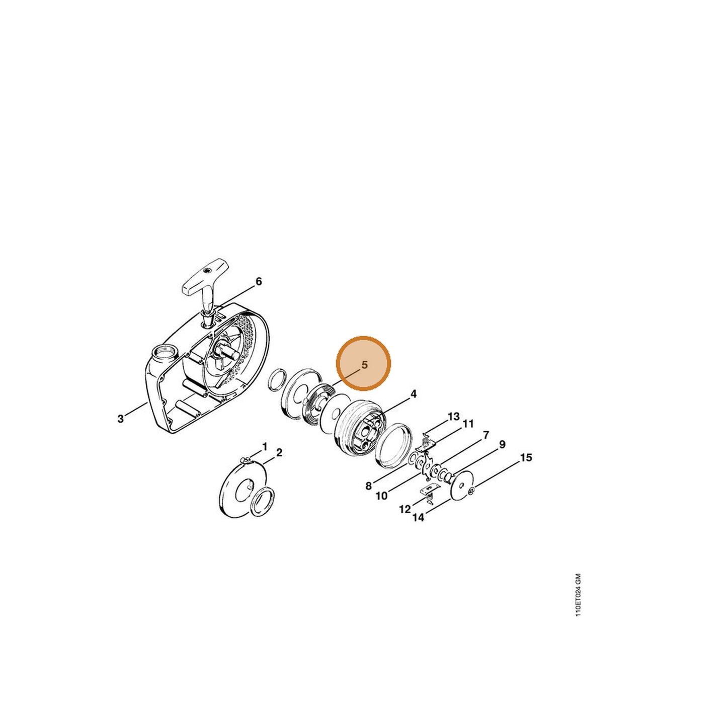 STIHL part 1111-195-1600 — IPL diagram snippet (6x zoom, amber highlight)