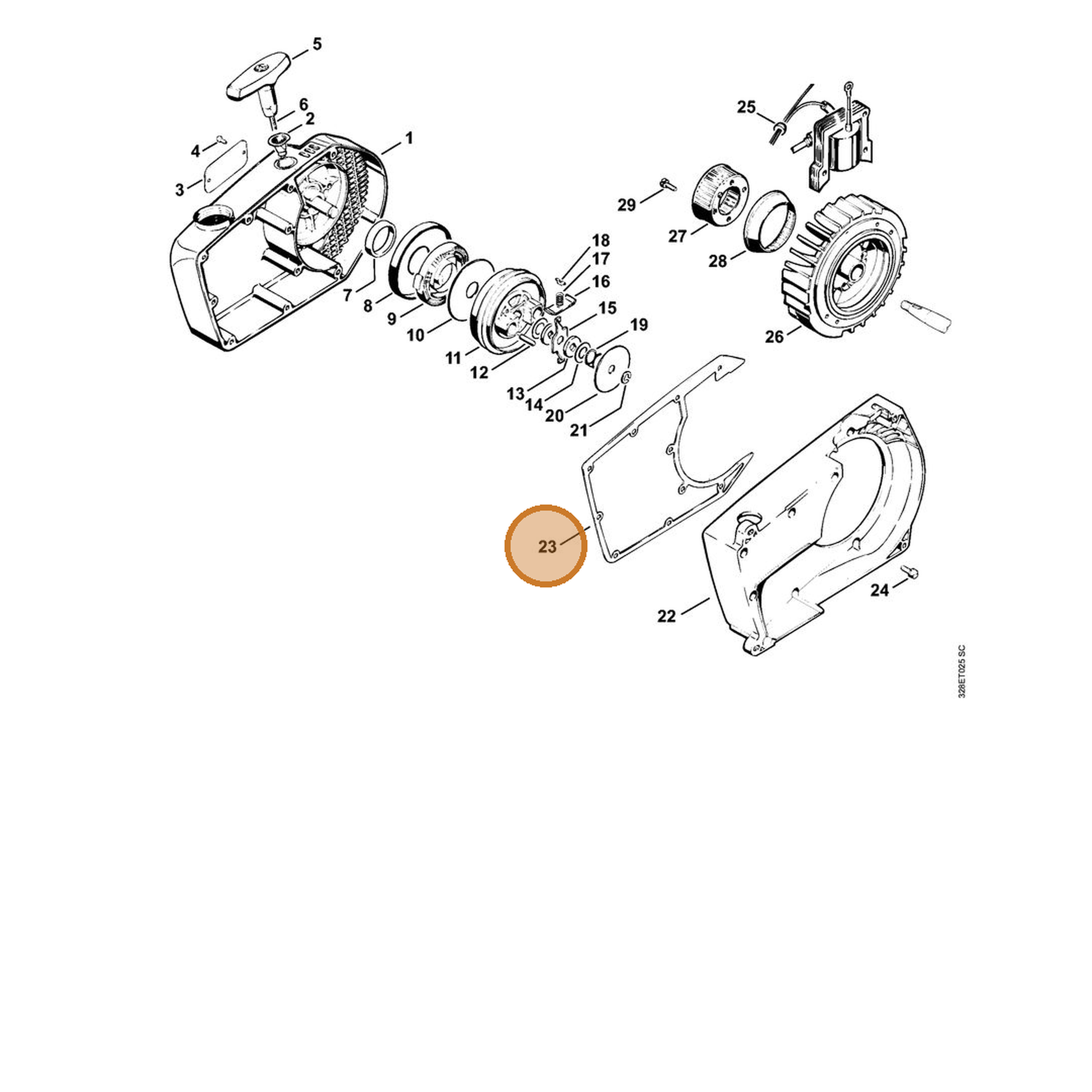STIHL part 1111-353-0700 — IPL diagram snippet (6x zoom, amber highlight)