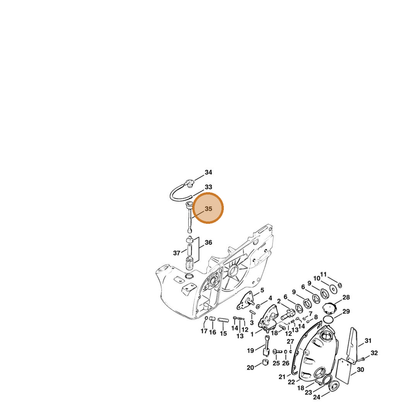 STIHL part 1111-358-7700 — IPL diagram snippet (6x zoom, amber highlight)