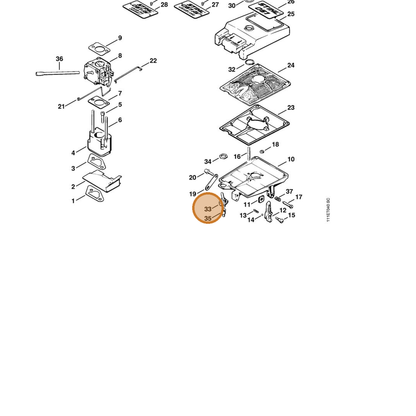 STIHL part 1111-430-0210 — IPL diagram snippet (6x zoom, amber highlight)