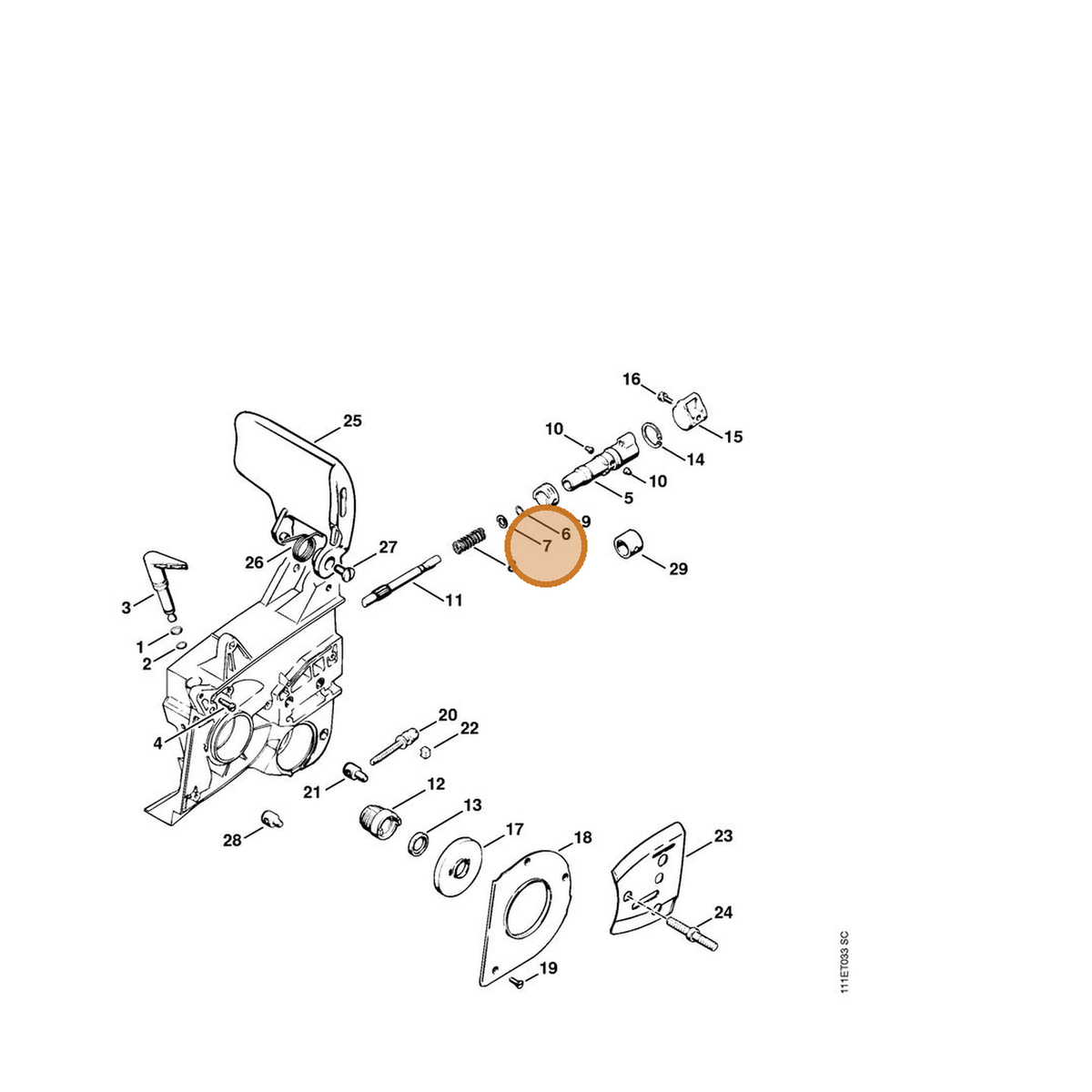 STIHL part 1111-647-7800 — IPL diagram snippet (6x zoom, amber highlight)