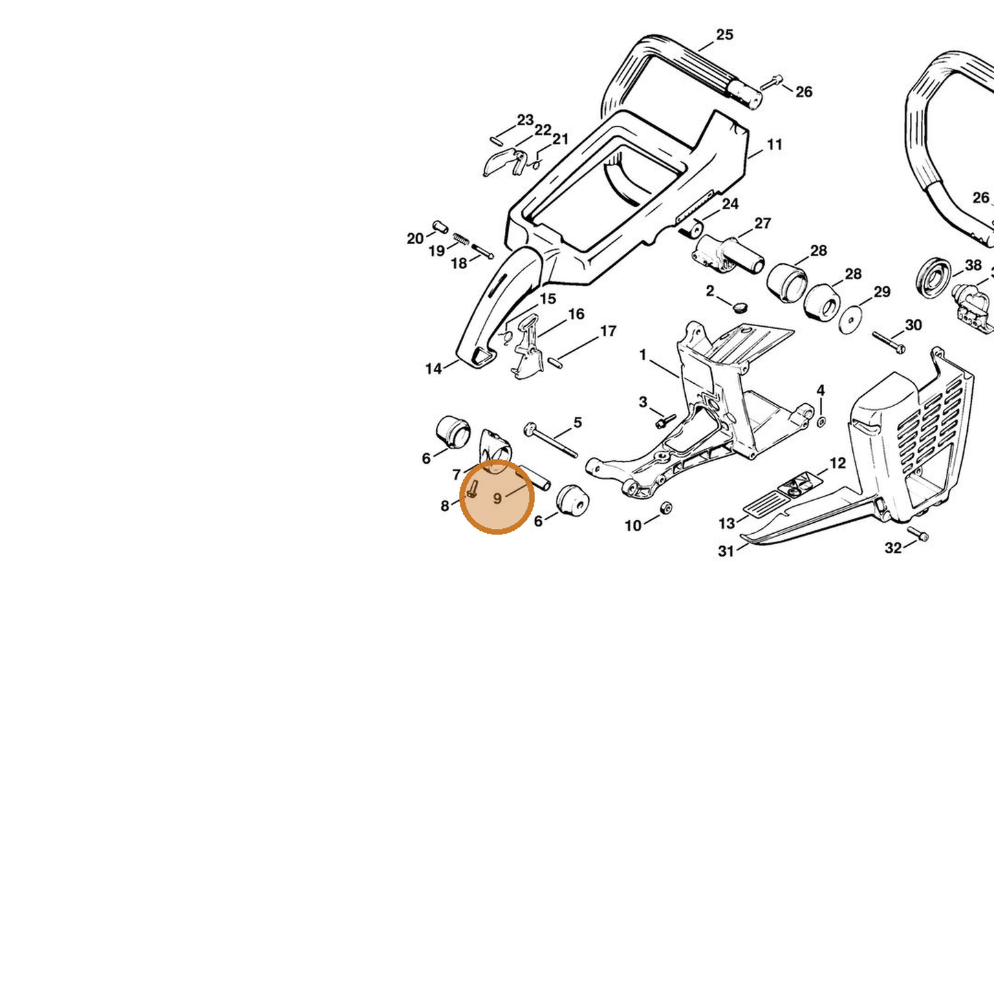 STIHL part 1111-791-2700 — IPL diagram snippet (6x zoom, amber highlight)
