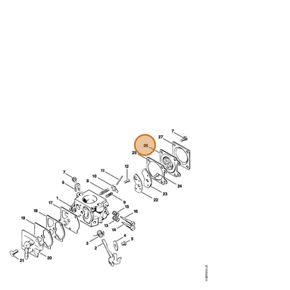 STIHL part 1113-121-4700 — IPL diagram snippet (6x zoom, amber highlight)