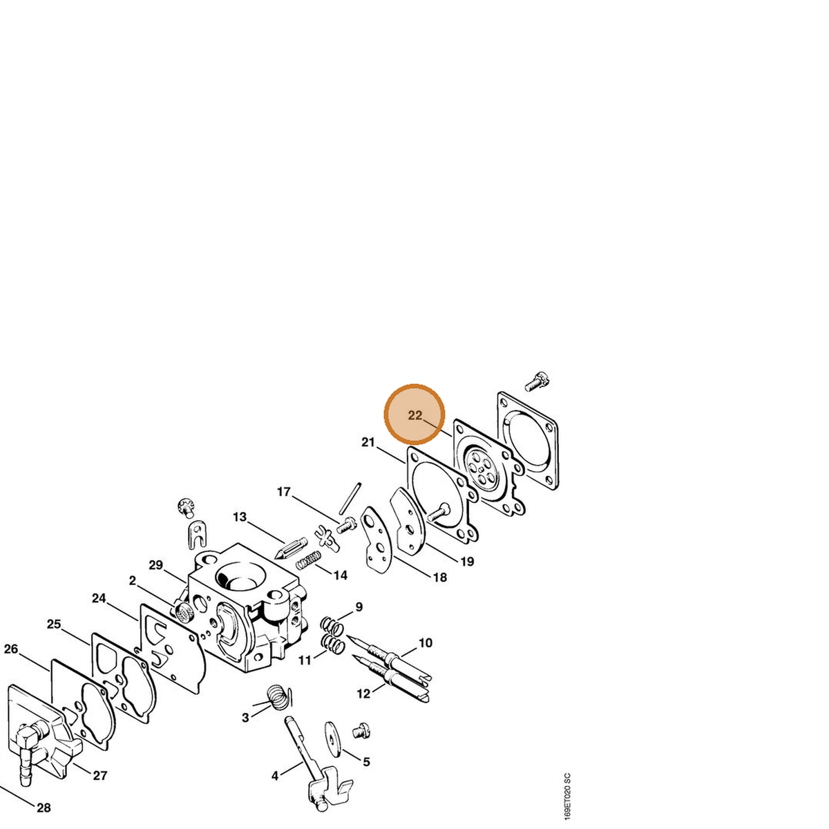 STIHL part 1113-121-4705 — IPL diagram snippet (6x zoom, amber highlight)