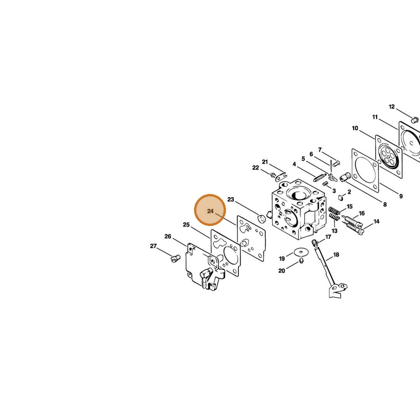 STIHL part 1113-121-4800 — IPL diagram snippet (6x zoom, amber highlight)
