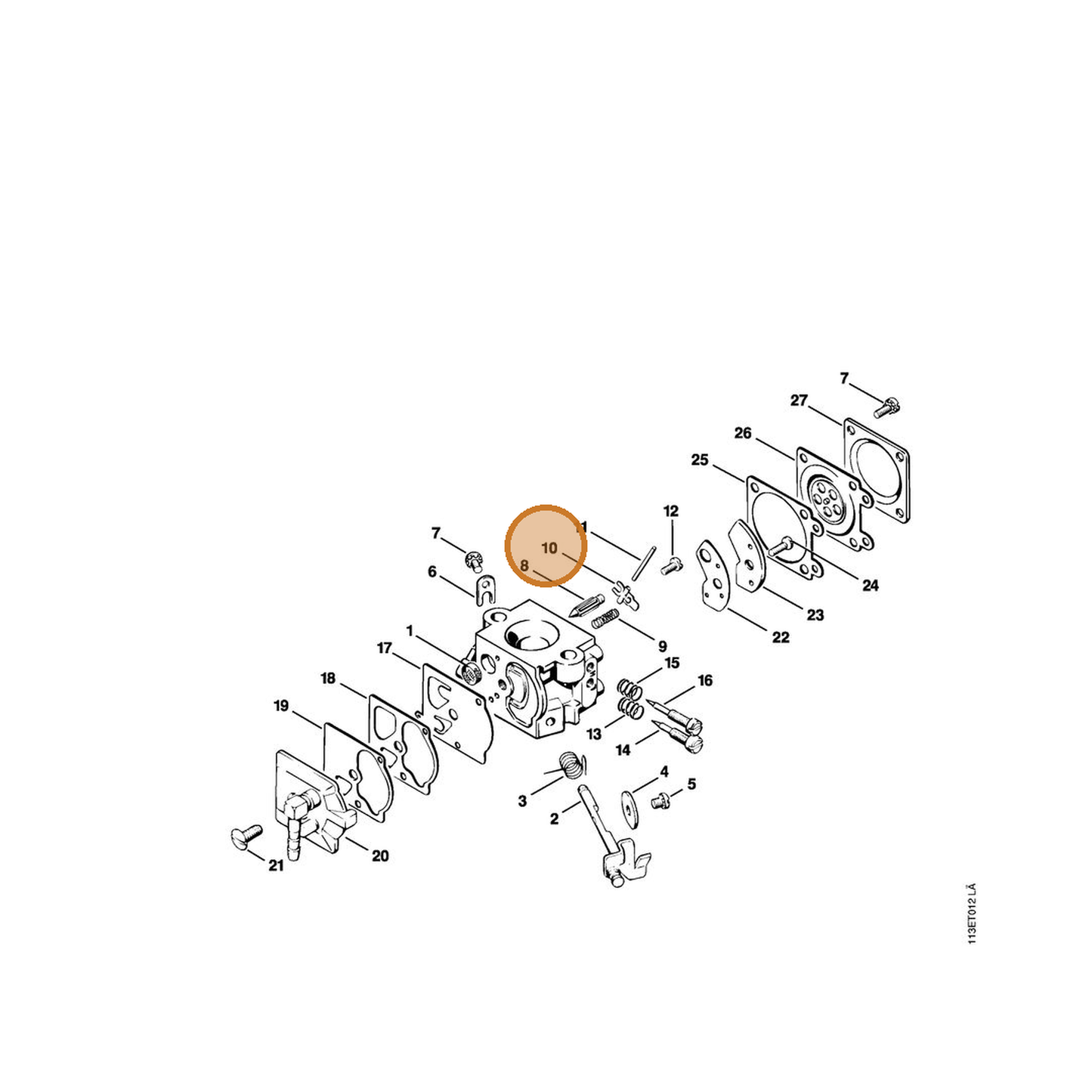 STIHL part 1113-121-5000 — IPL diagram snippet (6x zoom, amber highlight)